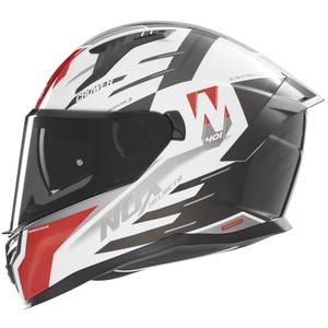 Integralhelm Motorrad NOX N401 Crower weiß-schwarz-rot