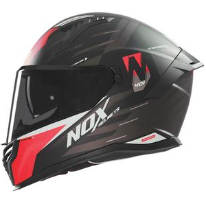 Integralhelm Motorrad NOX N401 Crower matt schwarz-rot