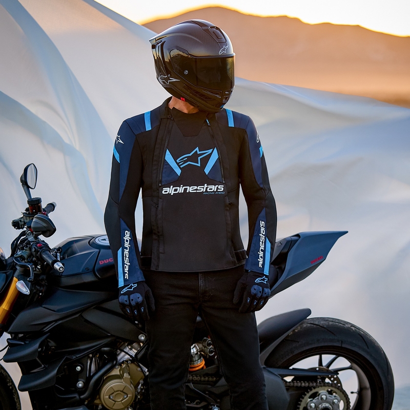 Motorradjacke Alpinestars T-Stunt Air schwarz-blau-hellblau
