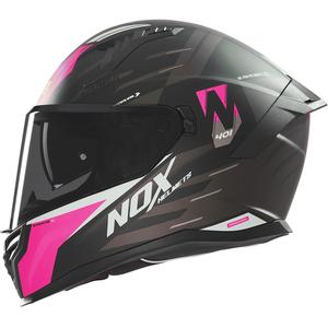 Integralhelm Motorrad NOX N401 Crower matt schwarz-pink