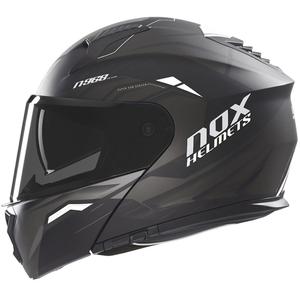 Motorrad-Klapphelm NOX N968 Ultra matt schwarz-weiß