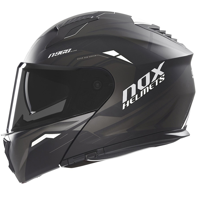 Klappbarer Motorradhelm NOX N968 Ultra matt schwarz-weiß