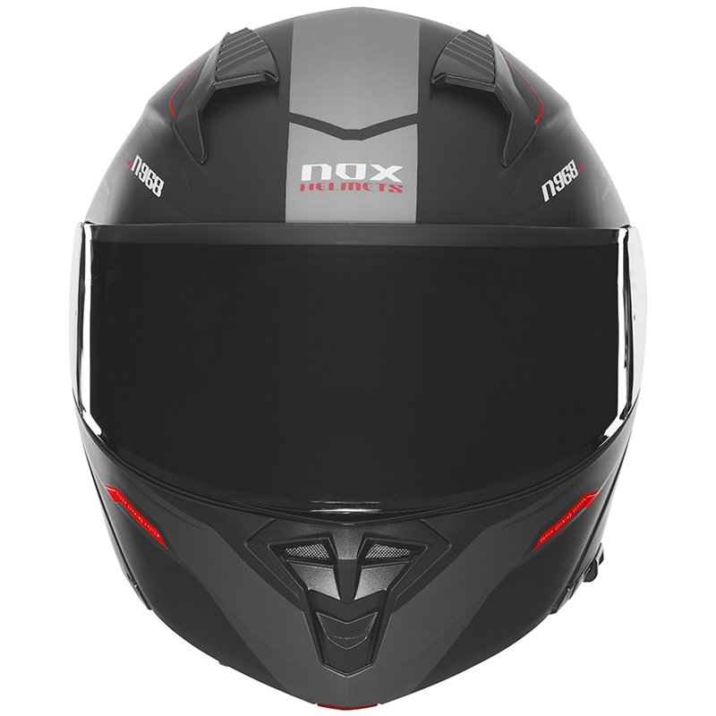 Motorrad-Klapphelm NOX N968 Ultra matt schwarz-rot