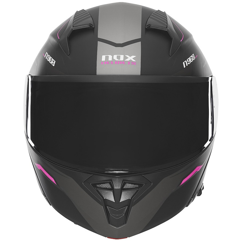 Motorrad-Klapphelm NOX N968 Ultra matt schwarz-pink