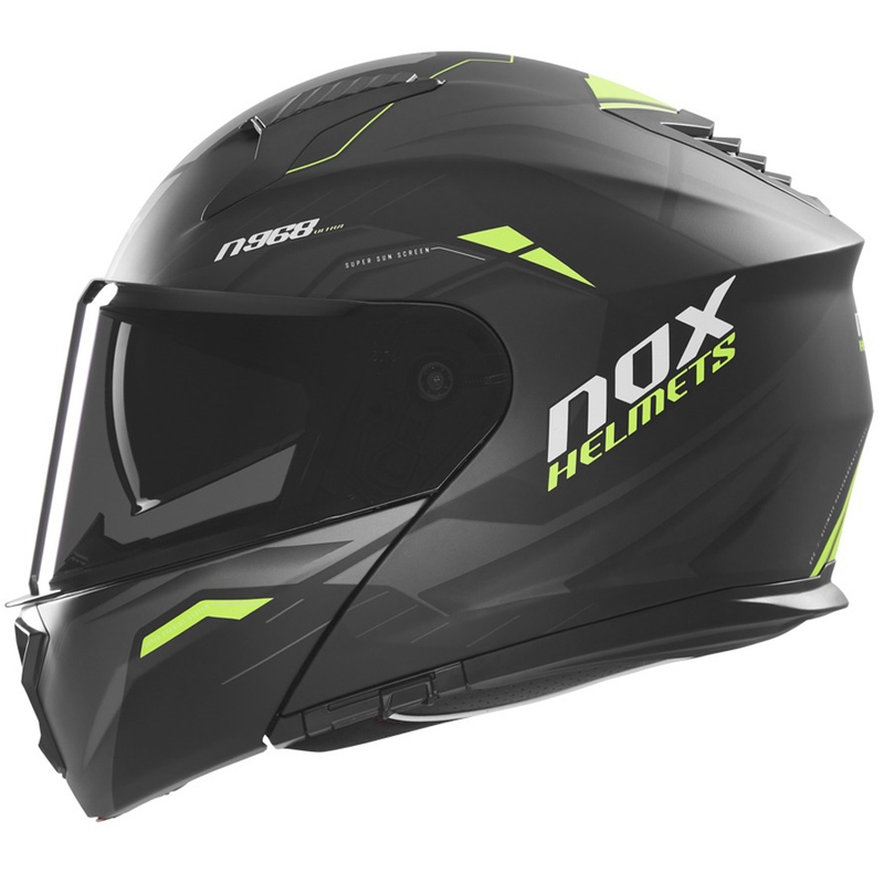 Klapphelm für Motorrad NOX N968 Ultra matt schwarz-fluo gelb