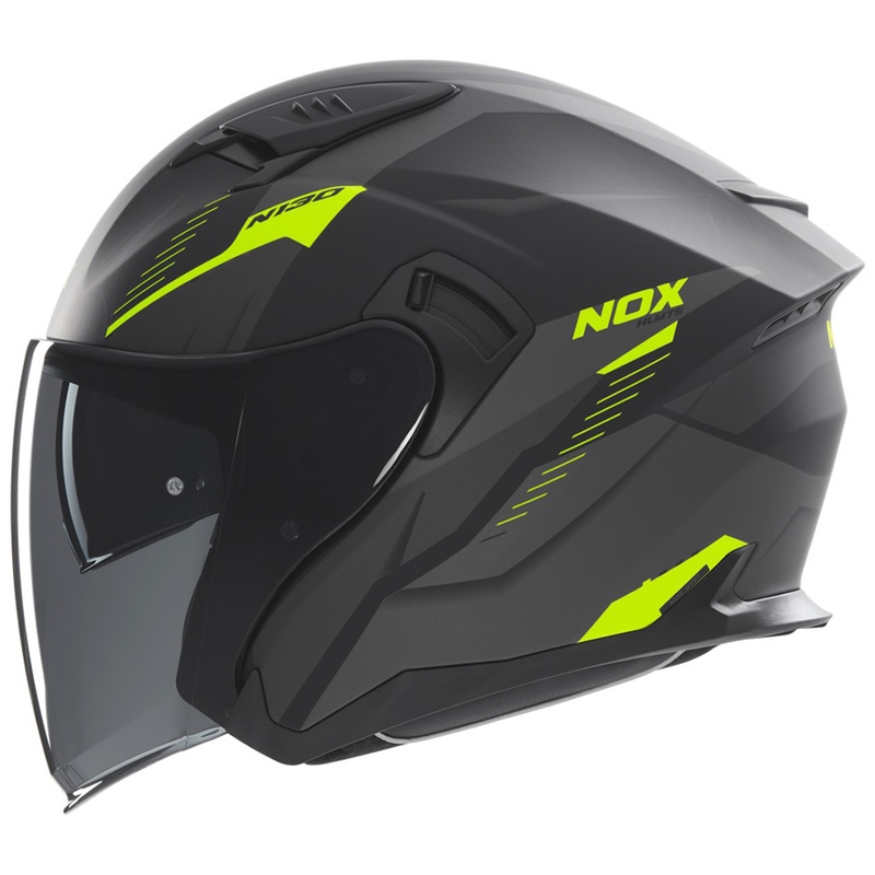 Offener Motorradhelm NOX N130 Myst matt schwarz-fluo gelb