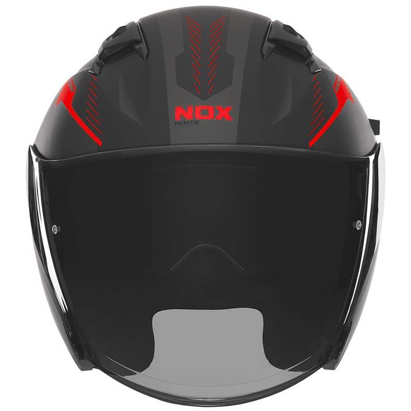 Motorrad-Jethelm NOX N130 Myst matt schwarz-rot