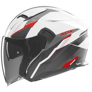 Motorrad-Jethelm NOX N130 Myst weiß-schwarz-rot