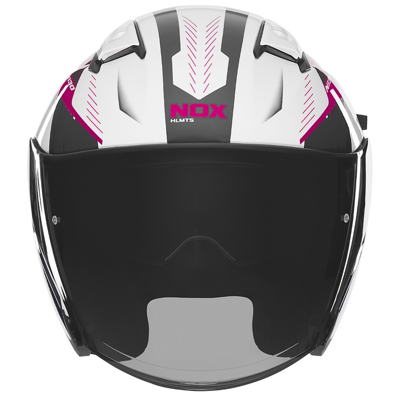 Motorrad-Jethelm NOX N130 Myst weiß-schwarz-pink