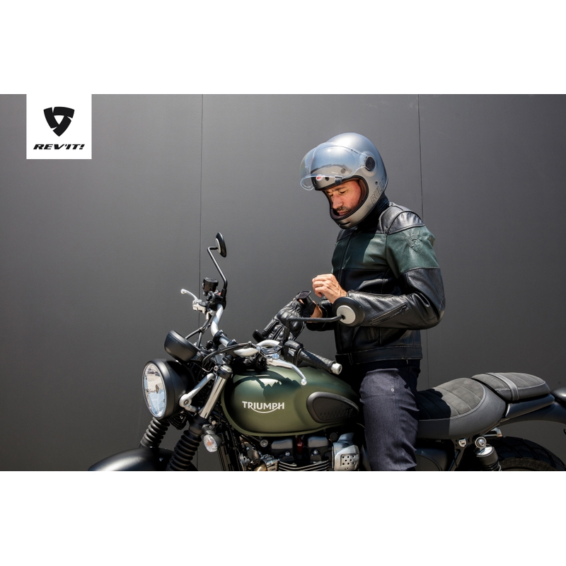 Revit Nova Vintage Schwarz-Dunkelgrün Motorradjacke