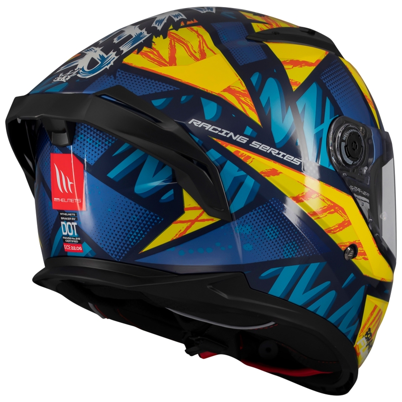 Integralhelm Motorrad MT Braker SV Fury blau-gelb
