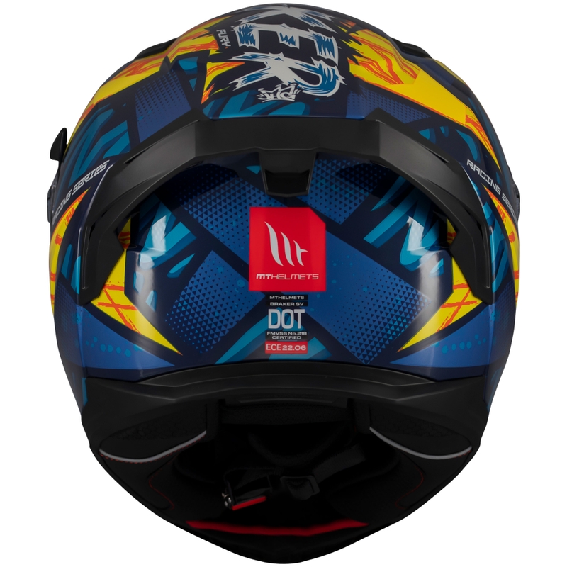 Integralhelm Motorrad MT Braker SV Fury blau-gelb