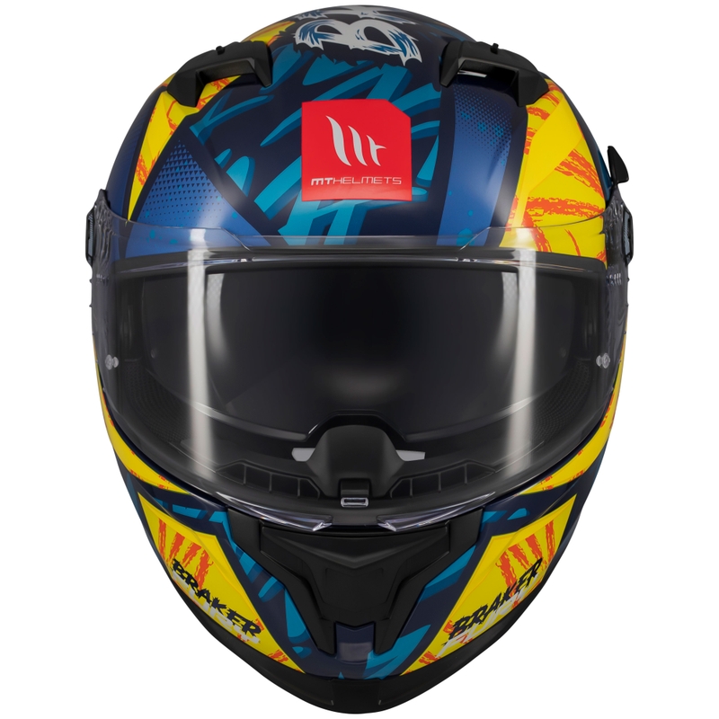 Integralhelm Motorrad MT Braker SV Fury blau-gelb