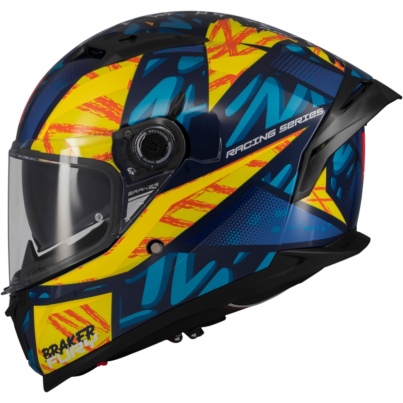 Integralhelm Motorrad MT Braker SV Fury blau-gelb