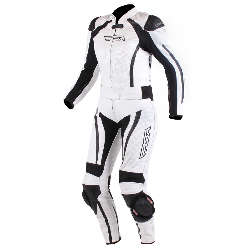 RSA Mettle Women's Motorradoverall Schwarz-Weiß Ausverkauf