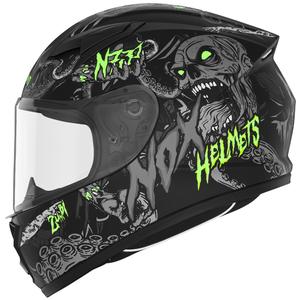 Kinder-Integralhelm für Motorräder NOX N731 ZUMBI matt schwarz-grün