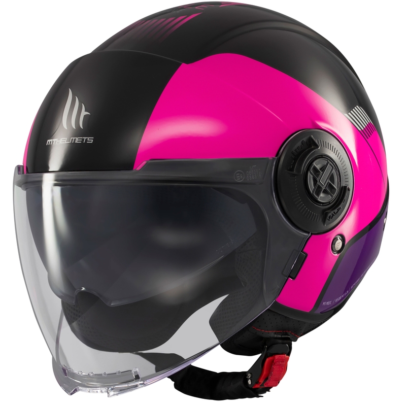 Motorrad-Jethelm MT Viale SV S Advance schwarz-pink