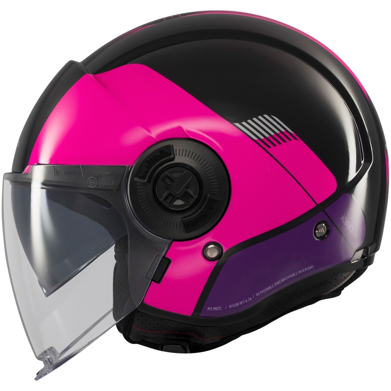 Motorrad-Jethelm MT Viale SV S Advance schwarz-pink