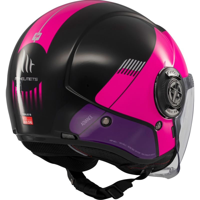 Motorrad-Jethelm MT Viale SV S Advance schwarz-pink