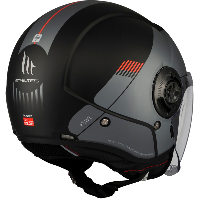 Offener Motorradhelm MT Viale SV S Advance matt schwarz-grau