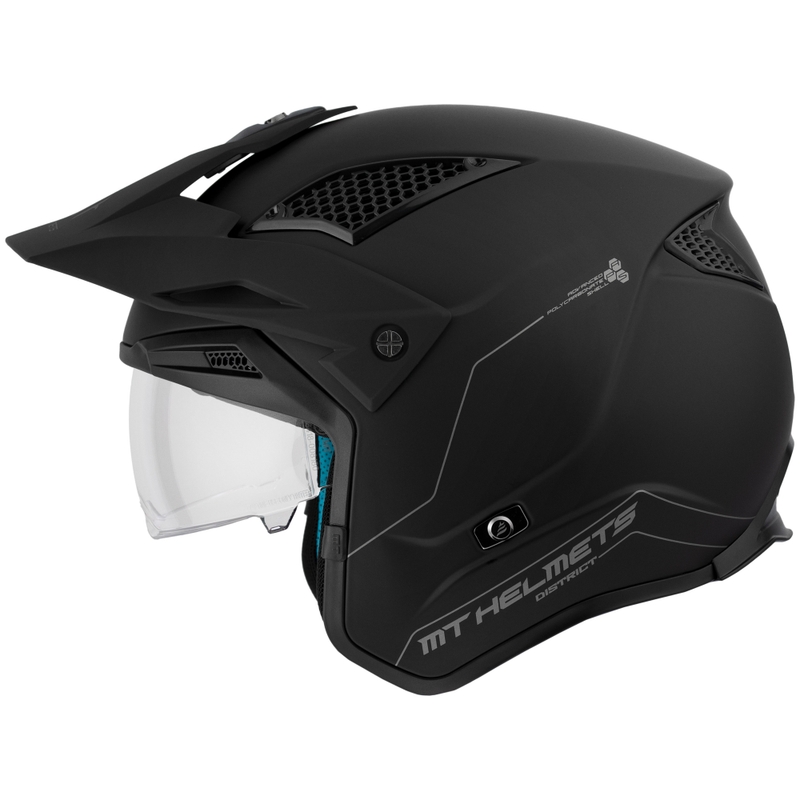 Offener Trial-Motorradhelm MT District SV Solid Mattschwarz
