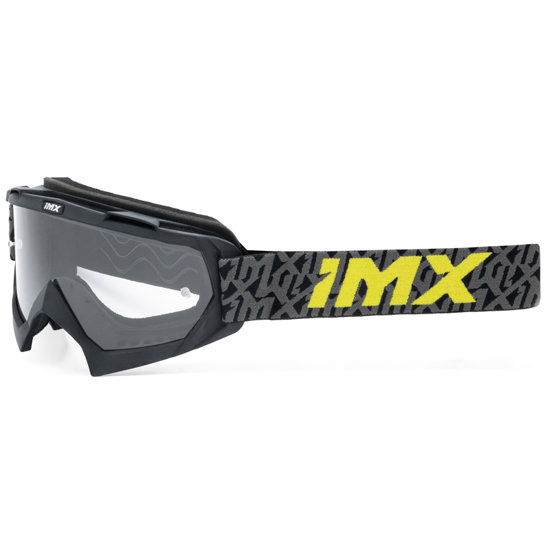 Motocrossbrille iMX Mud schwarz-grau-fluogelb mit klarem Plexiglas