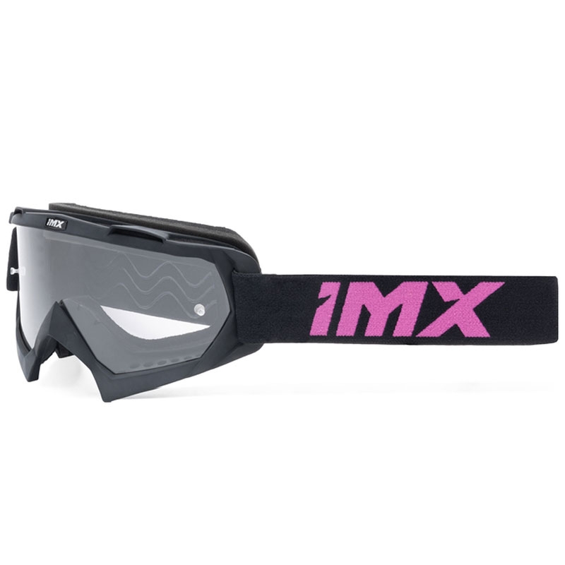 Motocrossbrille iMX Mud schwarz-pink mit klarem Plexiglas