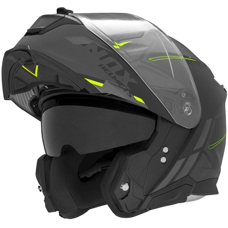 Klappbarer Motorradhelm NOX N967 Synchro, matt schwarz-fluoreszierend gelb