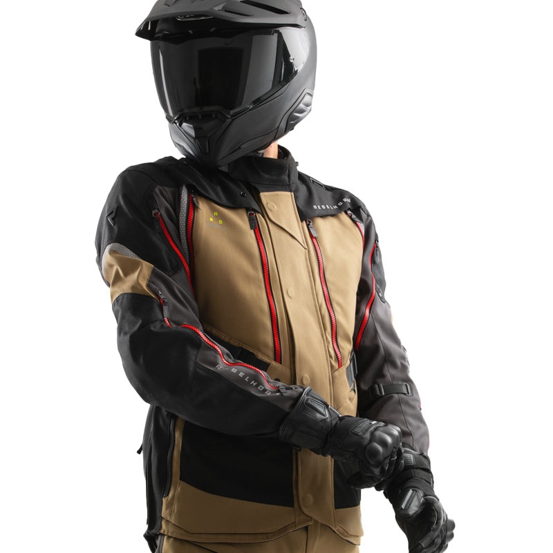 Motorradjacke Rebelhorn Hardy 3.0 beige-grau-rot
