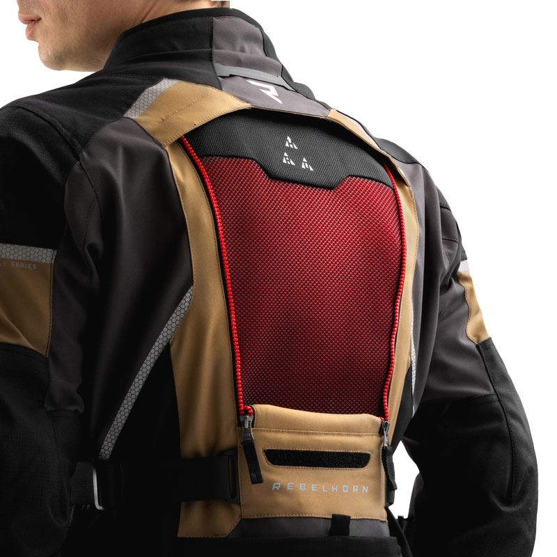 Motorradjacke Rebelhorn Hardy 3.0 beige-grau-rot