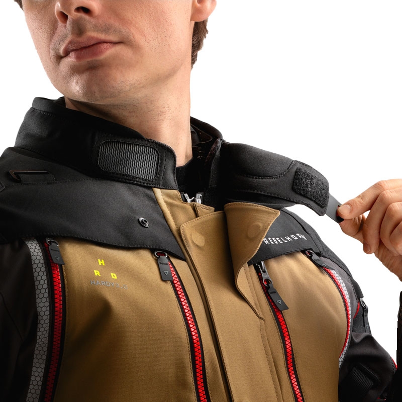 Motorradjacke Rebelhorn Hardy 3.0 beige-grau-rot
