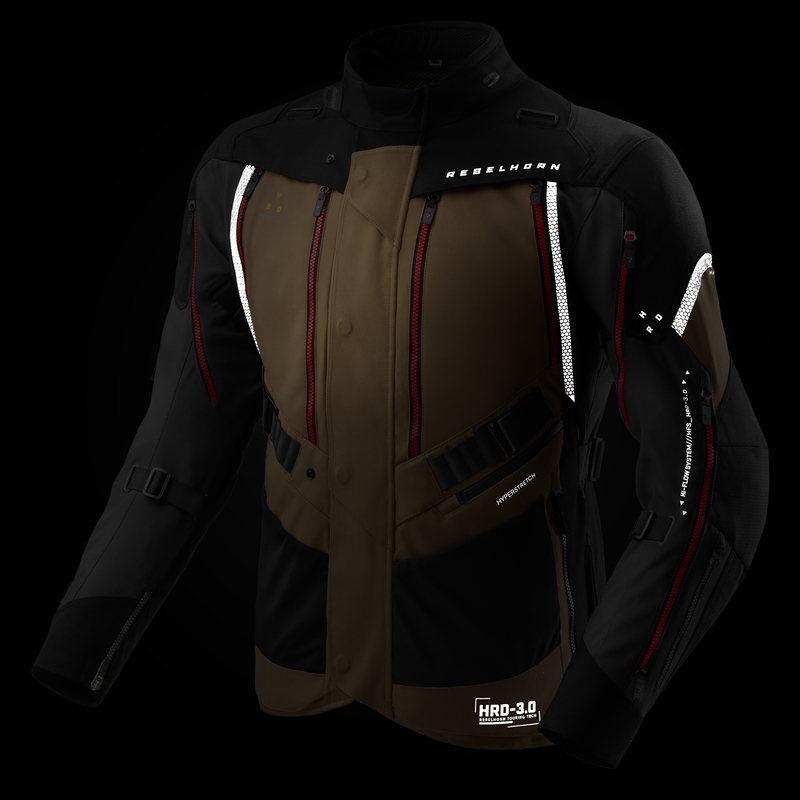 Motorradjacke Rebelhorn Hardy 3.0 beige-grau-rot