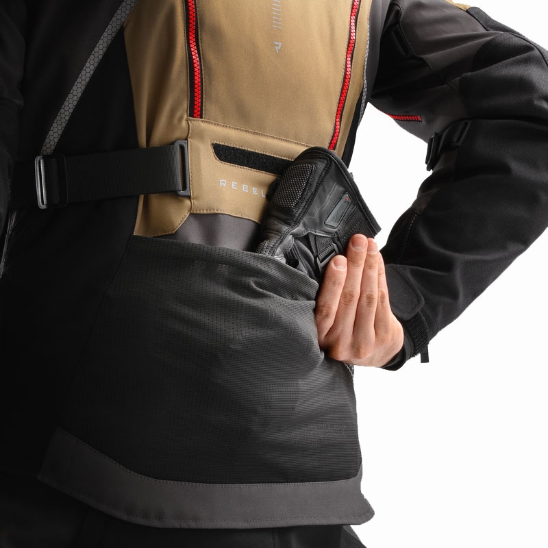 Motorradjacke Rebelhorn Hardy 3.0 beige-grau-rot