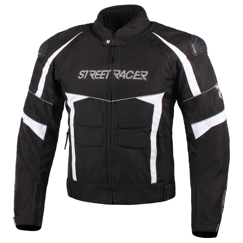 Motorradjacke Street Racer Spark schwarz und weiß - Qualität II