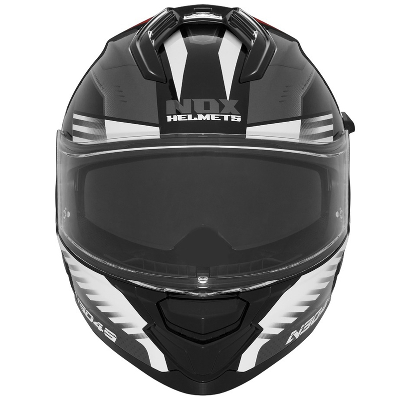 Integralhelm Motorrad NOX N304S CARVER schwarz-weiß-rot