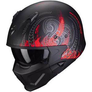 Motorradhelm SCORPION COVERT-X TATTOO matt schwarz-rot