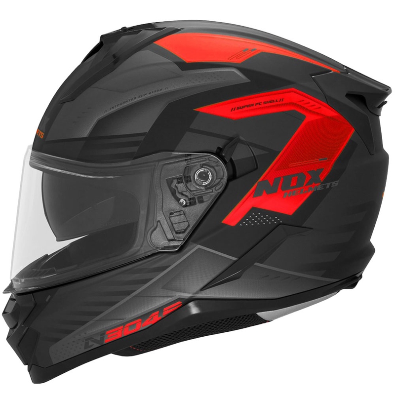 Integralhelm Motorrad NOX N304S CARVER matt schwarz-rot