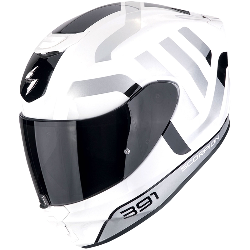 Integrierter Motorradhelm Scorpion EXO-391 AROK weiß-schwarz-silber Ausverkauf
