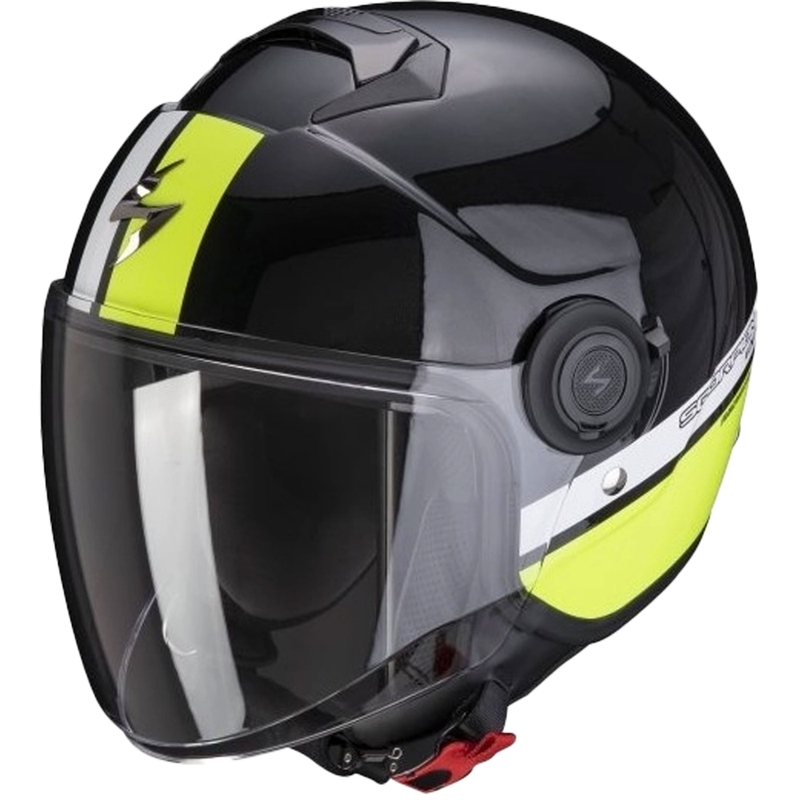 Motorradhelm SCORPION EXO-CITY STRADA pearl schwarz-weiß-fluorgelb