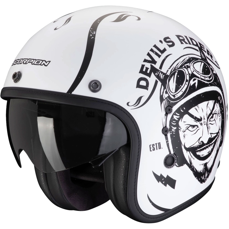 Offener Motorradhelm Scorpion Belfast Evo ROMEO mattschwarz und weiß Ausverkauf