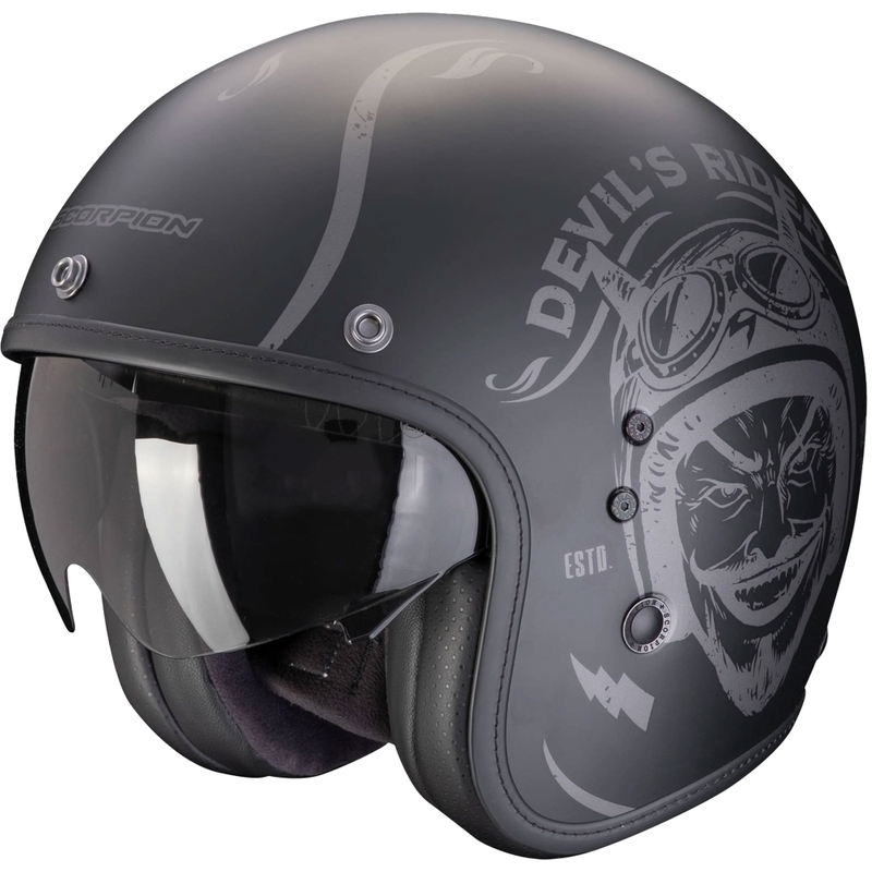 Offener Motorradhelm Scorpion Belfast Evo ROMEO matt schwarz-silber Ausverkauf