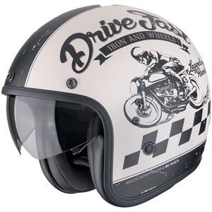Offener Motorradhelm Scorpion Belfast Evo DRIVE FAST matt creme-schwarz