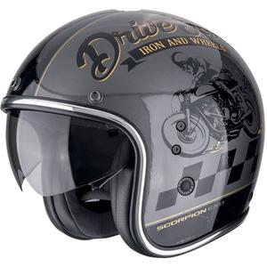 Offener Motorradhelm Scorpion Belfast Evo DRIVE FAST silber-schwarz-gold