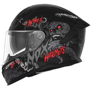 Integralhelm Motorrad NOX N401 ZUMBI matt schwarz-rot
