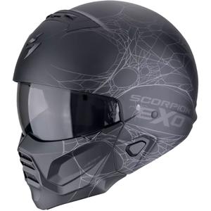 Modularer Motorradhelm Scorpion EXO-COMBAT II SPIDERWEB mattschwarz-silber