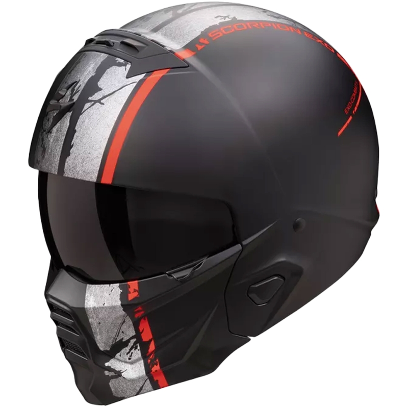 Modularer Motorradhelm Scorpion EXO-COMBAT II LORD mattschwarz-rot Ausverkauf