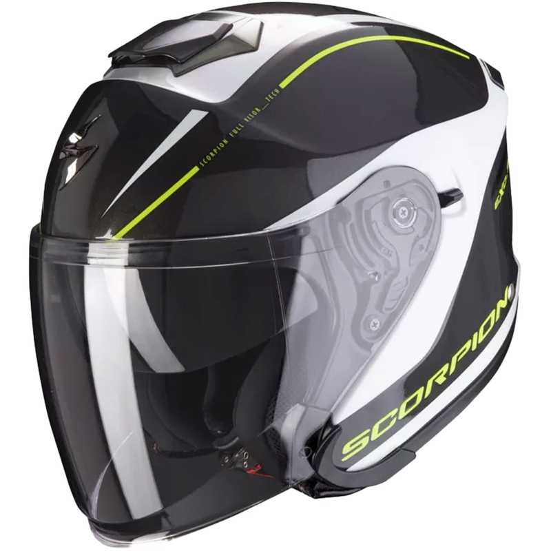 Offener Helm Scorpion EXO-S1 Shadow schwarz-weiß-fluo gelb