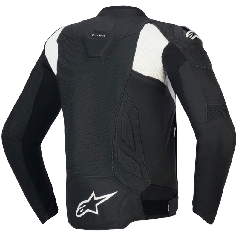 Alpinestars Dusk Airflow Leder-Motorradjacke schwarz-weiß