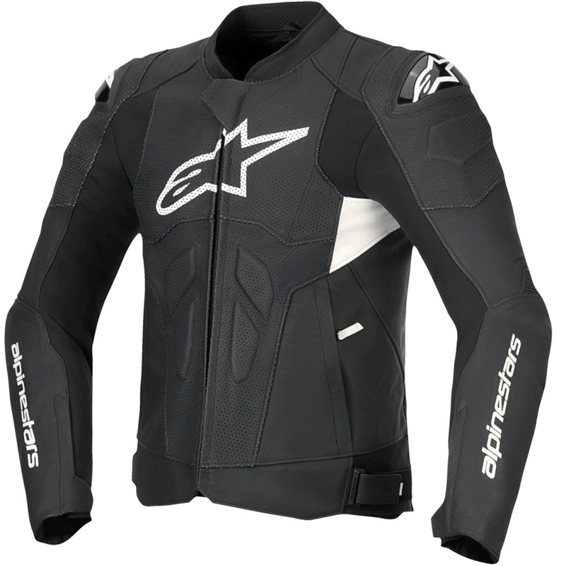 Alpinestars Dusk Airflow Leder-Motorradjacke schwarz-weiß