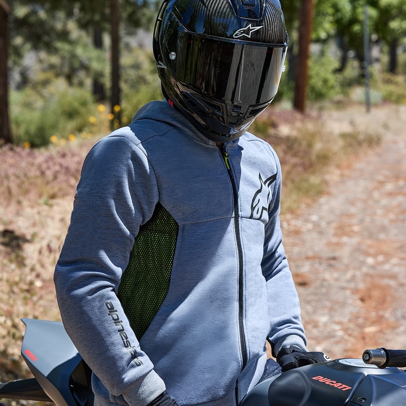 Alpinestars Chrome Air Sport Motorrad Sweatshirt grau-schwarz-dunkelkhaki